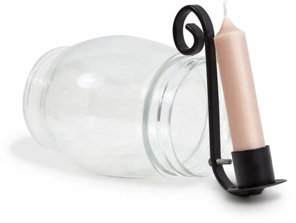 Lanterne décorative en verre et métal noir 13,5cm pour bougie pilier