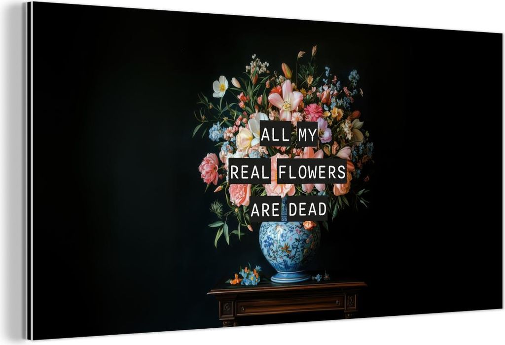 MuchoWow Wanddekoration Metall Metallbild Wandkunst 40x20 cm Blumen - Kunst - Pastell - Zitate MuchoWow Aluminium Gemälde - Bild - Aluminium