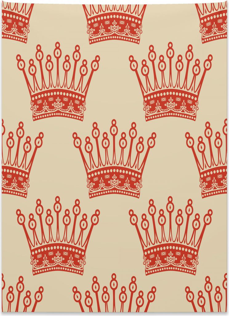 Abakuhaus Königin Wandteppich, Weinlese-rotes Kronen-Muster aus Weiches Mikrofaser Stoff Kein Verblassen Klare Farben Waschbar, 110 x 150 cm, Oran...