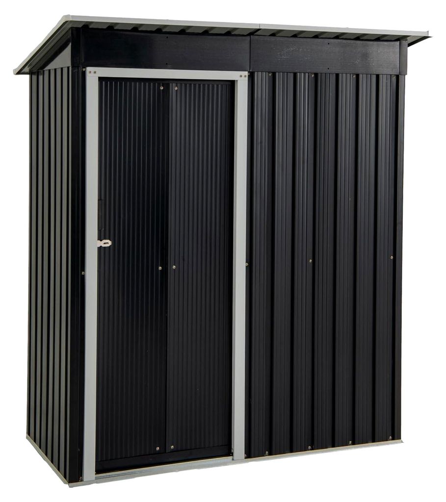 Metall Gartenhaus, 163 x 86 x 181 cm Geräteschuppen mit Schiebetüren und Satteldach, abschließbare Gartenhütte, Metall Gerätehaus für Garten,...