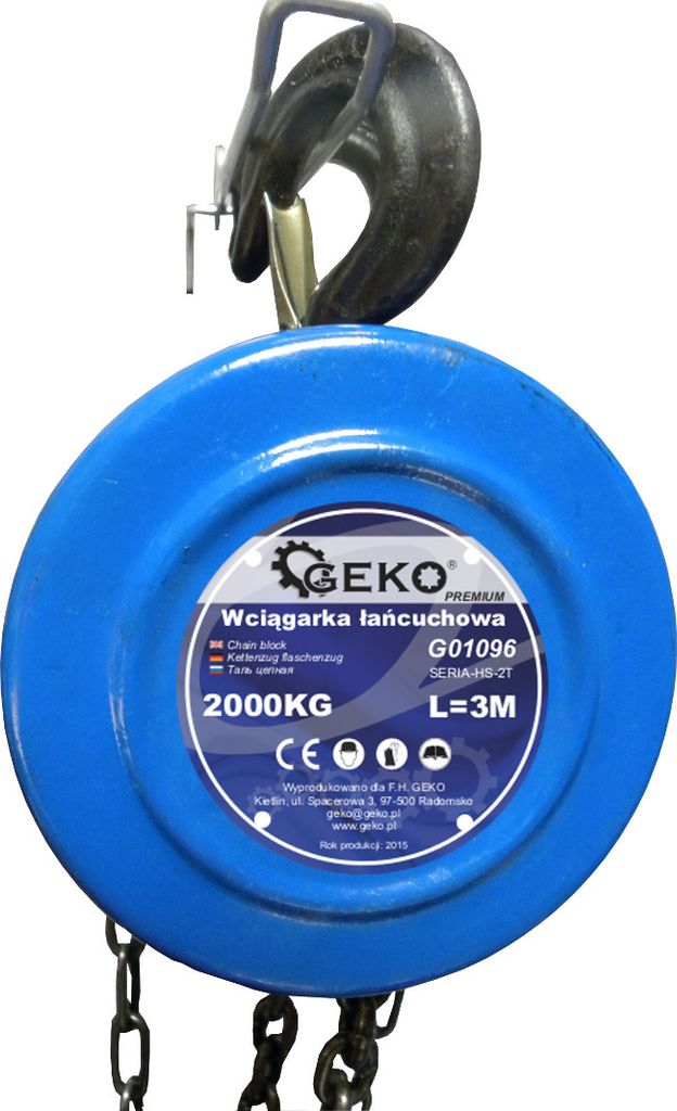 Řetězový kladkostroj Premium, 2t, řetěz 3m Obrázek produktu 