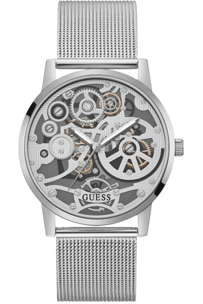 Guess GW0538G1 Orologio Silver: Look Skeleton e Bracciale Mesh Uomo