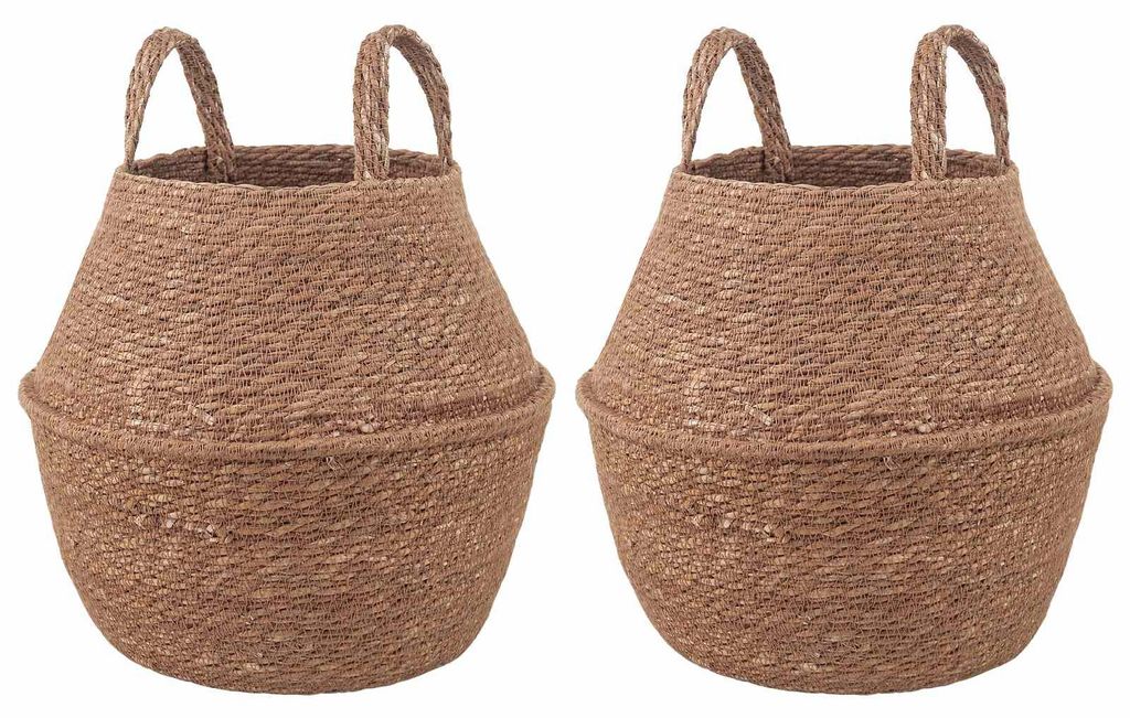 Pflanzenkübel mit Griffen 2 pcs Natur Ø 22 x 20 cm 100% Seegras