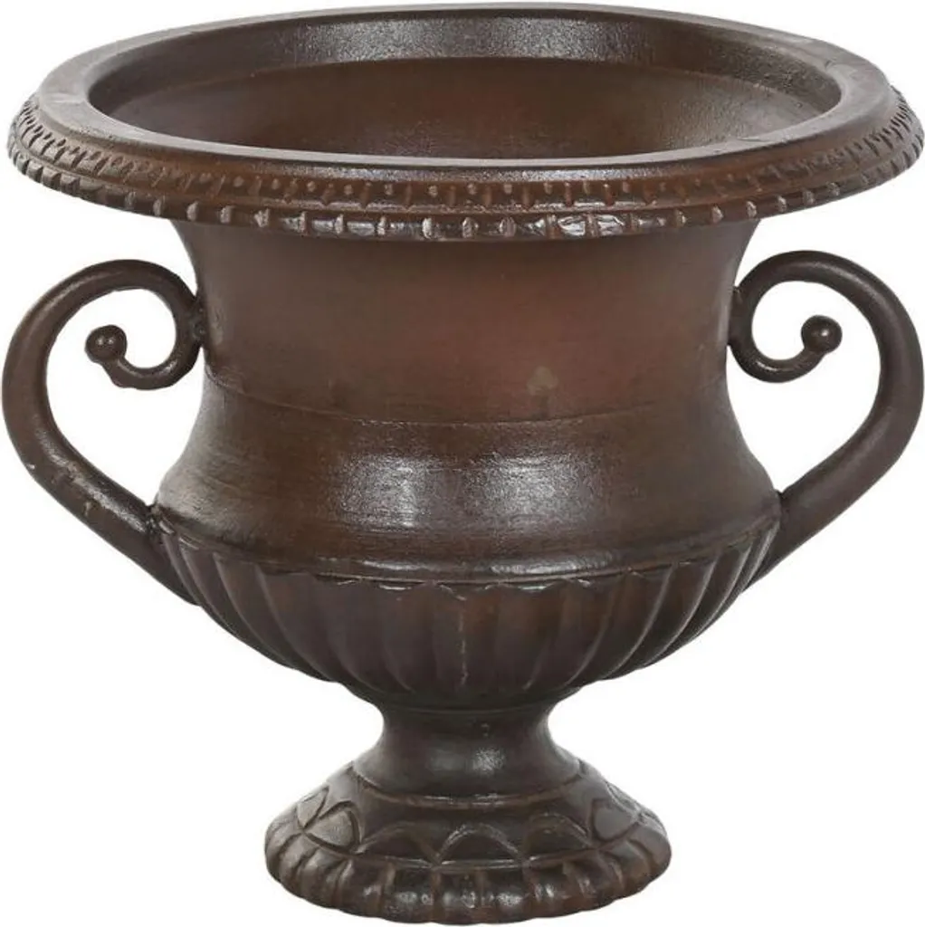 Grand Vase Décoratif Carré Marron en Métal ESPRIT pour Salon Moderne