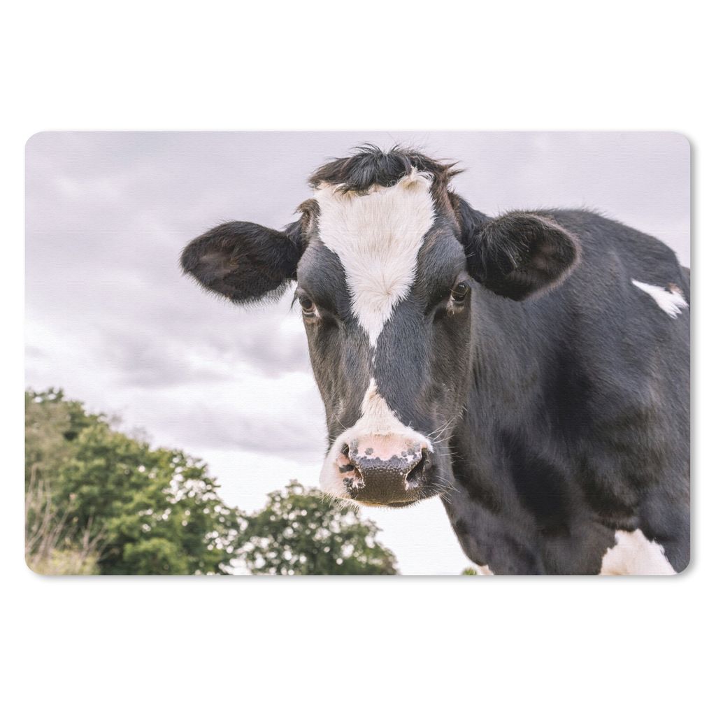 MuchoWow Mauspad Mousepad Kuh - Tier - Porträt - Schwarz 27x18 cm - Mousepads - Maus Mat - Pad - Mausunterlage - Büroartikel - Desk Matten