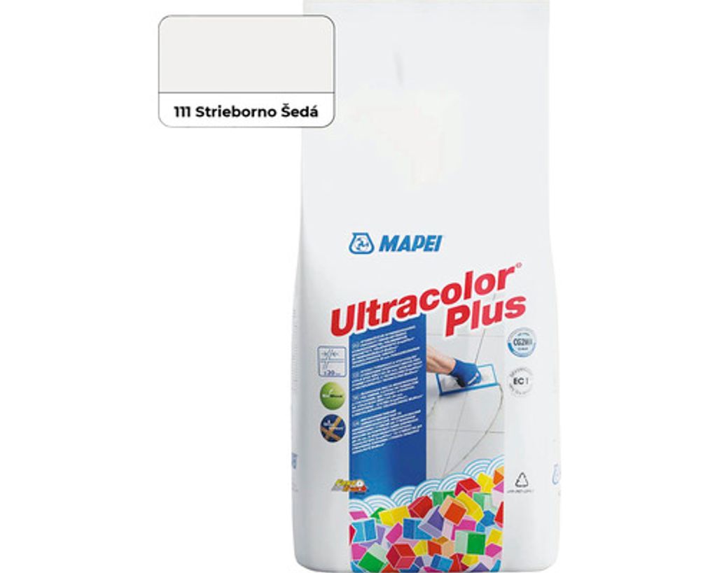 A bag of Mapei Ultracolor Plus grout with a color swatch.
