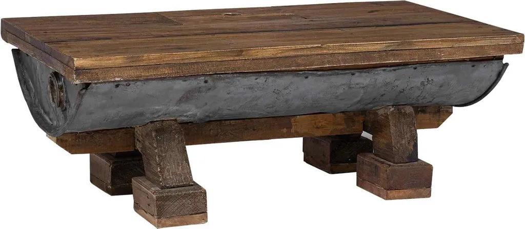 Table Basse en Bois Finition Naturelle 90x50 cm Robuste et Durable