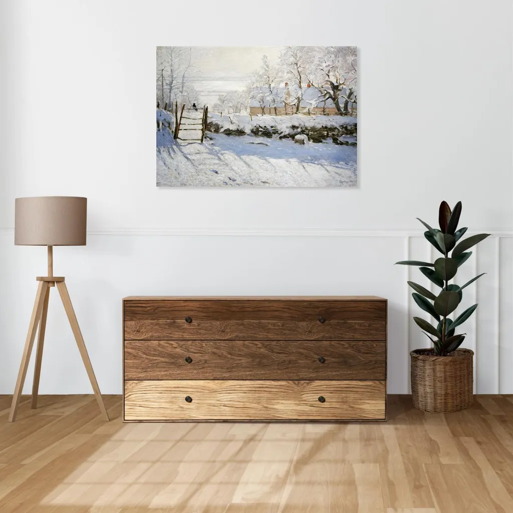 Tableau Monet The Magpie 100x70, impression haute qualité sur toile de lin - 2