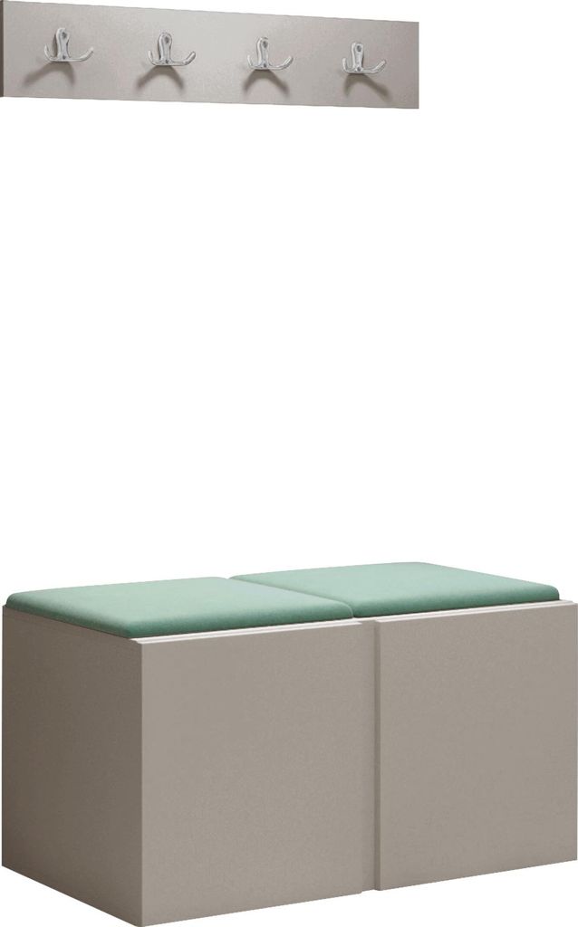 MIRJAN24 Garderoben-Set Orion VI, Garderobe mit Sitzbank mit 2 x Wandpanel 42x42 (Farbe: Cashmere, Manila 11)