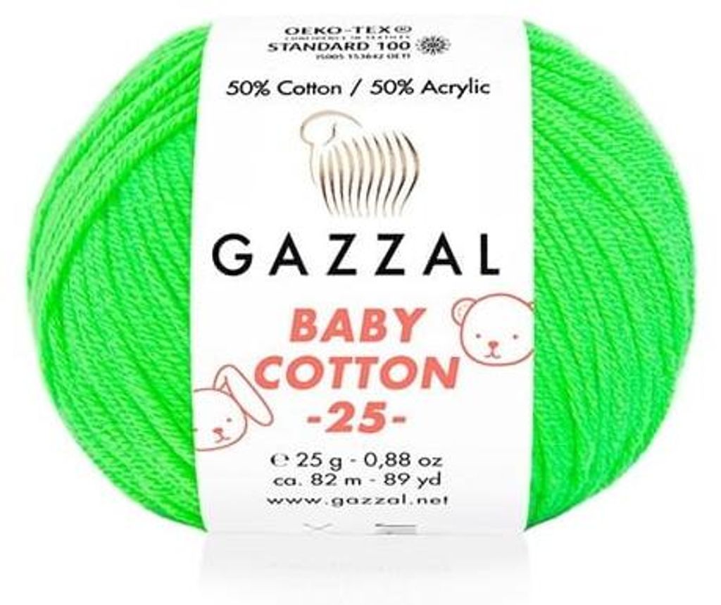 Wolle Gazzal Baby Baumwolle 25g - 3427 Apfelgrün - Stricken Produktbild 