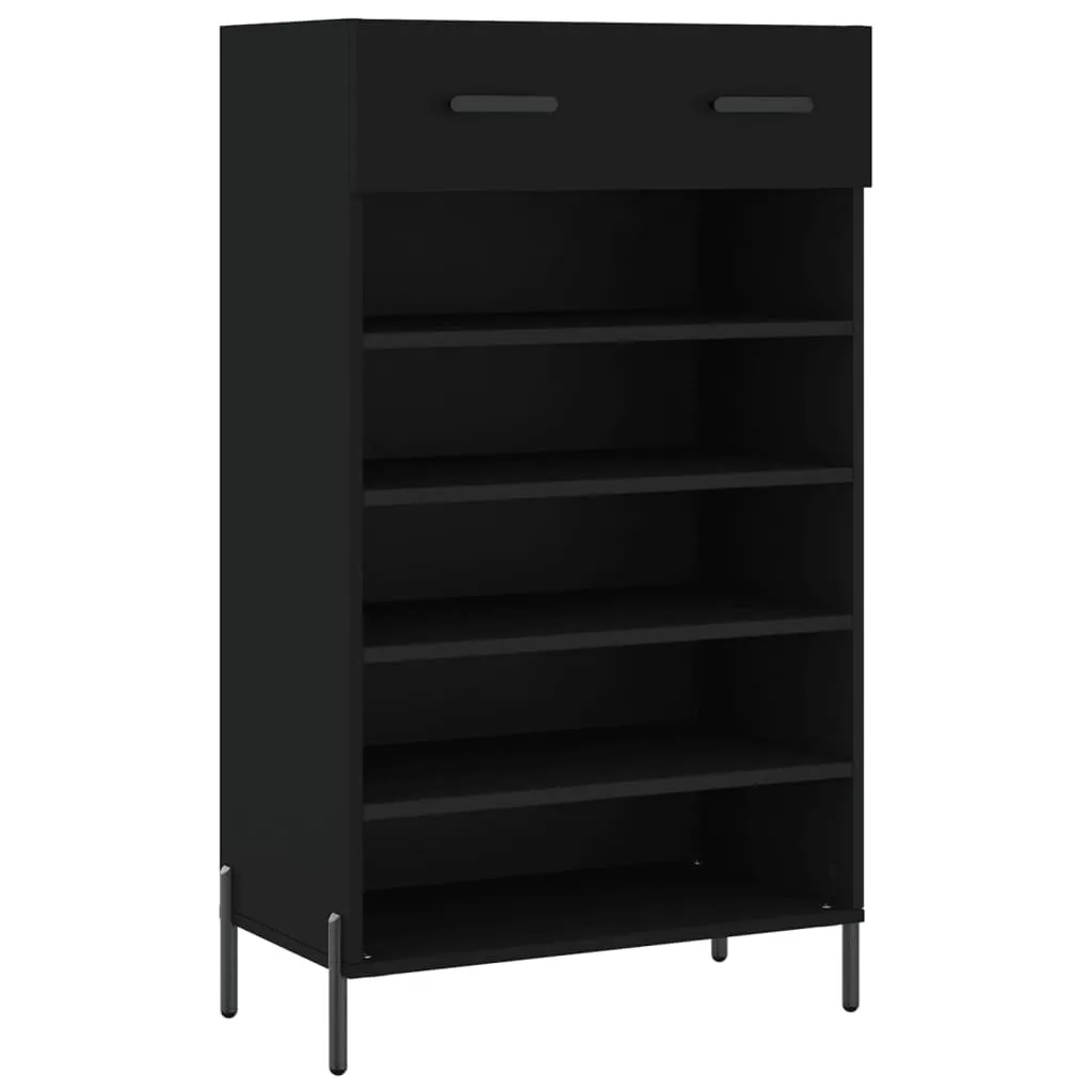 Scarpiera Elegante Nera 60x35x105 cm | Arredo Ingresso Legno