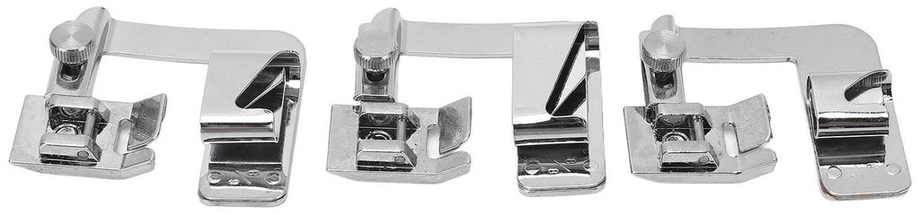 3-teiliges Rollsaum-Nähfuß-Set (4/8 Zoll, 6/8 Zoll, 8/8 Zoll) aus Edelstahl, einfache Montage, für Nähmaschinen