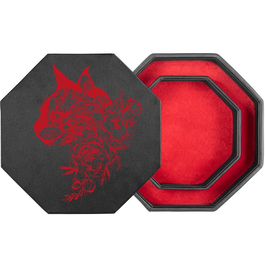 shibby Würfelbrett mit Würfel-Ablage und Deckel für alle Tabletop Spiele - 23,5cm floral M2-2 (rot)