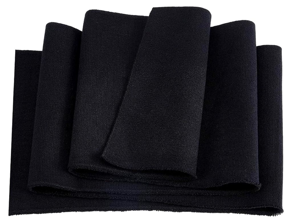 Schwarzer Rippenstoff für Bündchen aus Baumwolle, Stretch, 37x15cm, Stoffbündchen zum Nähen von Kleidung, Bund, Kragen, Ärmelbündchen, Jacke ...