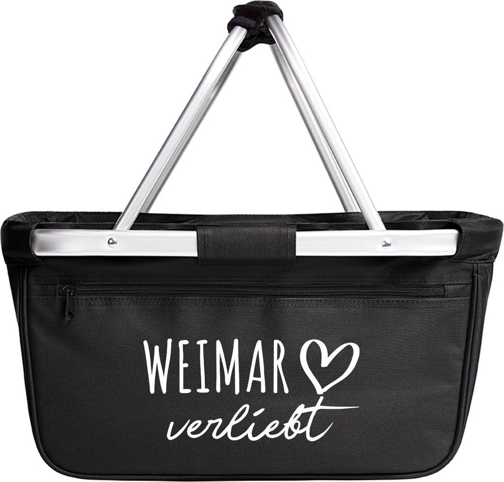 Huuraa Einkaufskorb Weimar verliebt 20 Liter Black faltbarer Tragekorb Geschenkidee