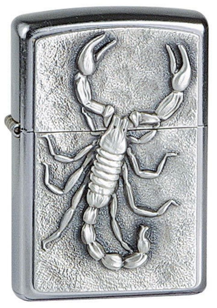 Zippo 207 Scorpion Emblem Chrom gebürstet Winddicht Produktbild 