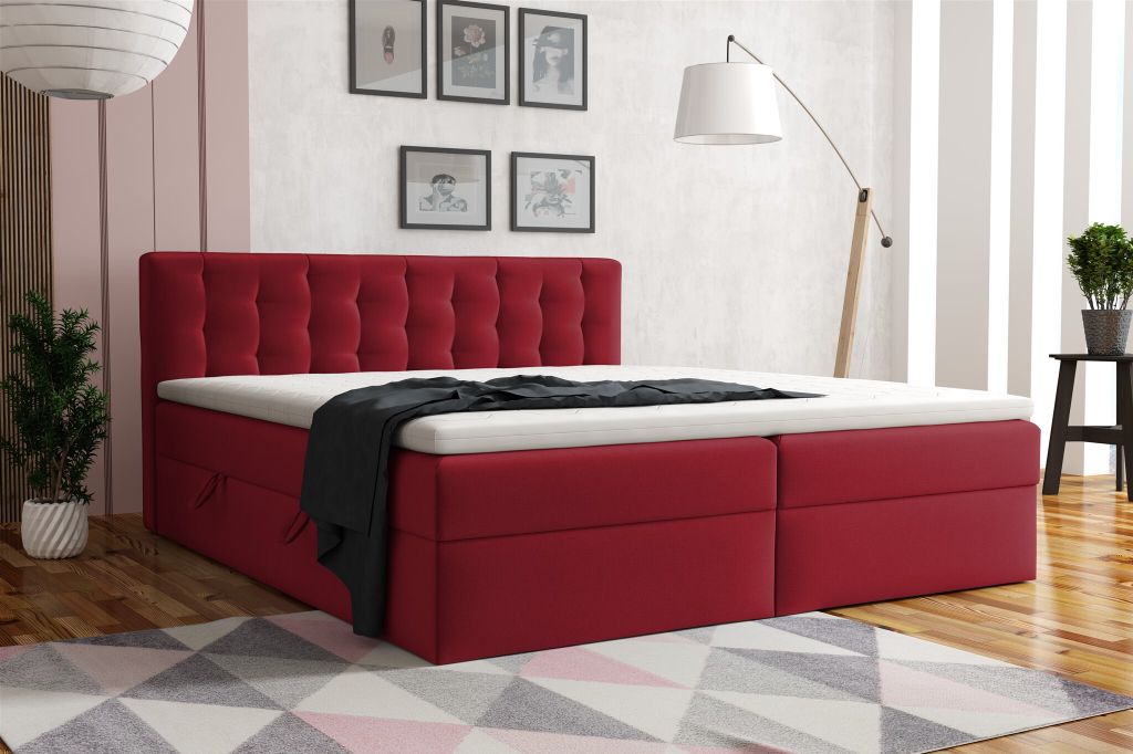 Boxspringbett Schlafzimmerbett DIAGO 160x200cm Stoff Fresh Rot
