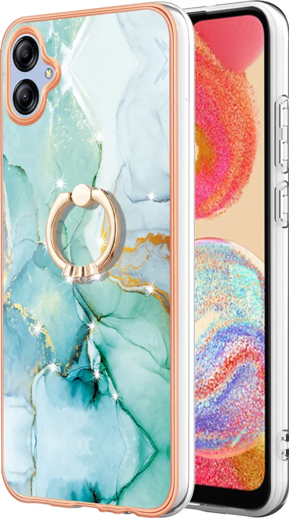Custodia Marble per Samsung Galaxy A04E, custodia protettiva in silicone TPU con supporto ad anello Caffè