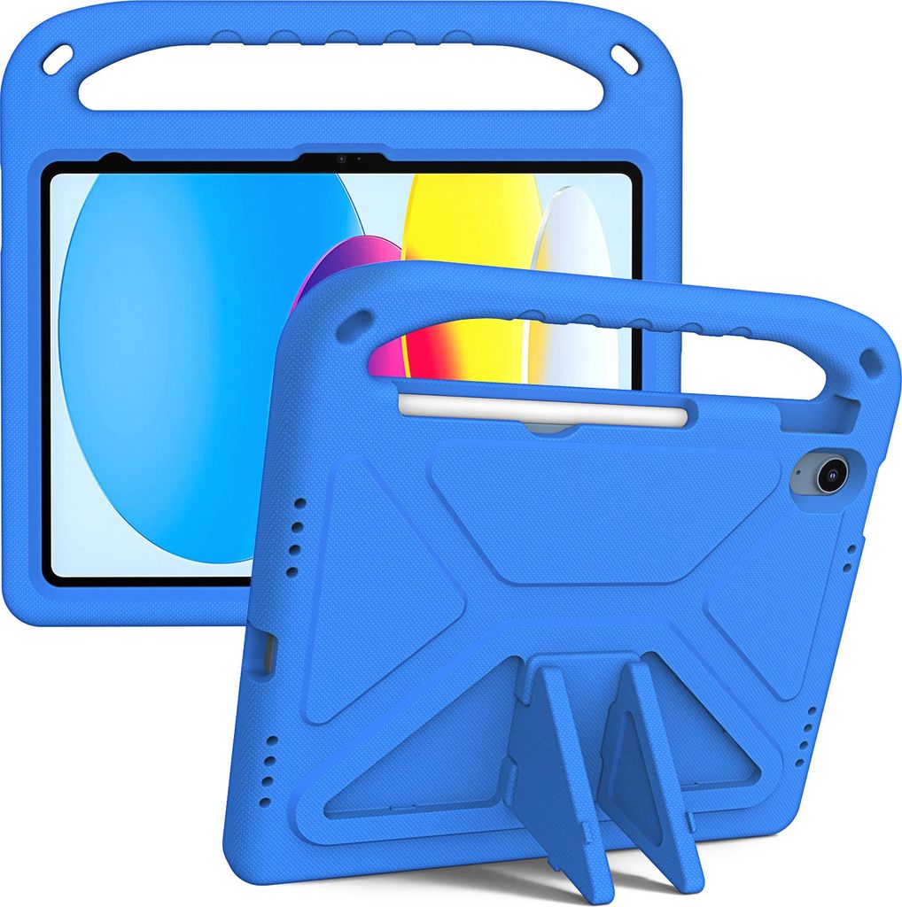 Hülle für Apple iPad (2025) 11"/iPad 11th A16, Leichte Stoßfeste Eva Kinder Schutzhülle mit Griff und Faltbarem Ständer Blau