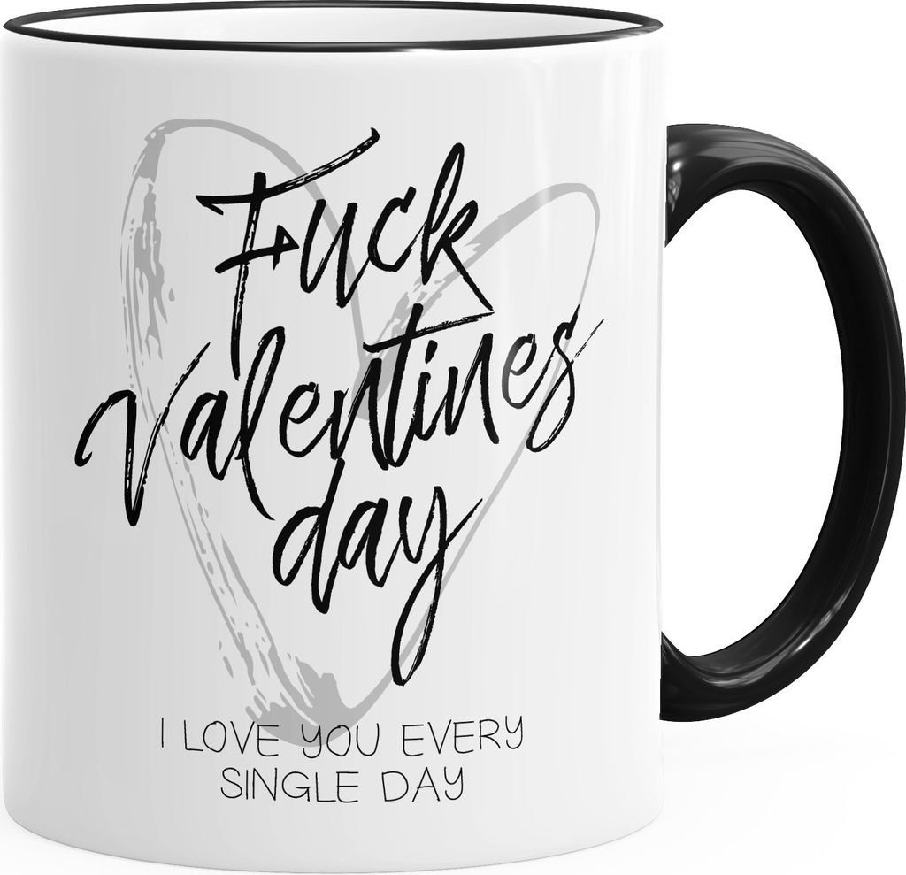 Geschenk-Tasse für Freund Freundin Liebe Fuck Valentinesday I love you every single day Geschenk Kaffeetasse Teetasse Keramiktasse MoonWorks sch...
