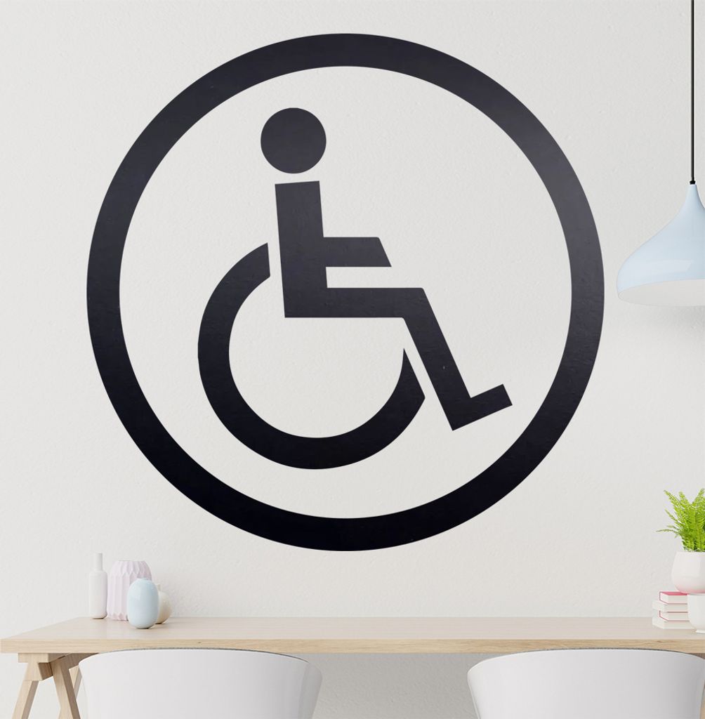 KIWISTAR Rollstuhl Zeichen Rund - Rolli Krankenhaus Klinik Rollstuhl barrierefrei Wandtattoo in 6 Größen - Wandaufkleber Wall Sticker - Dekoratio...