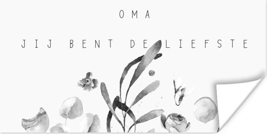 MuchoWow Poster Oma - Liebe Oma - Blumen - Zitate - Geschenk zum Muttertag - schwarz-weiß 80x40 cm - Wanddeko