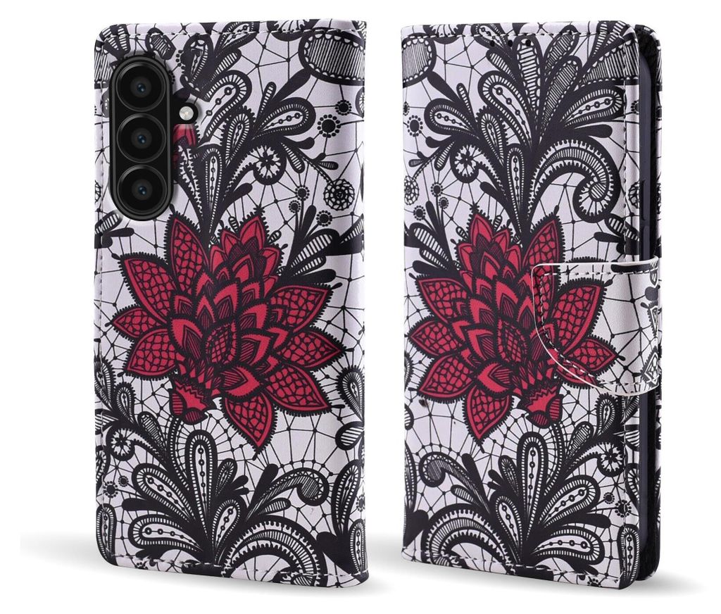 Handy Hülle für Samsung Galaxy A17 / A17 5G Klapphülle Bookcase Flip Cover Handy Tasche Etui Motiv: Seerose Blumen