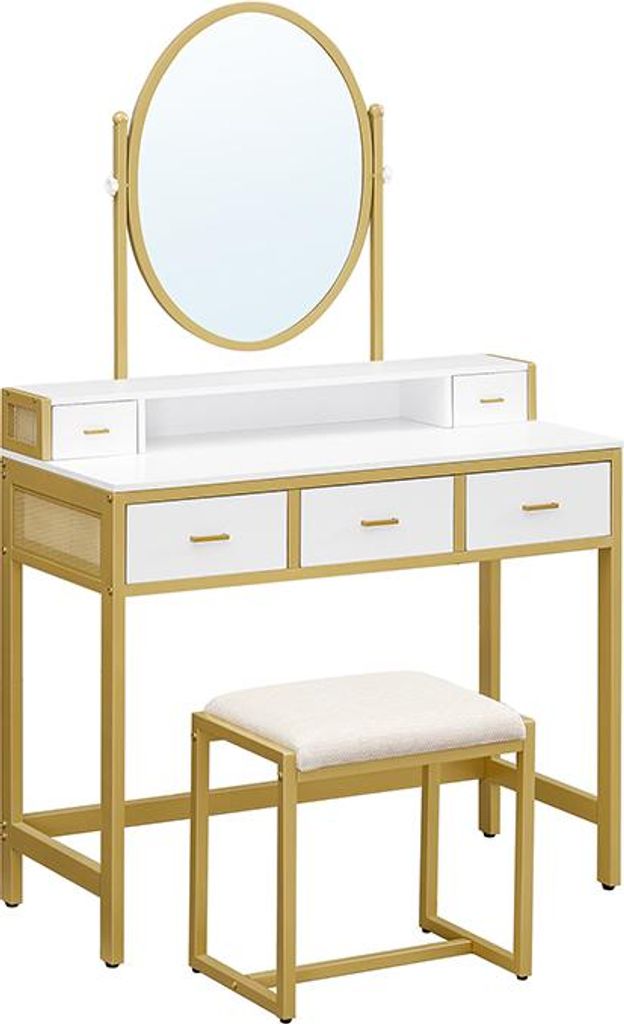Schminktischspiegel weiß-gold