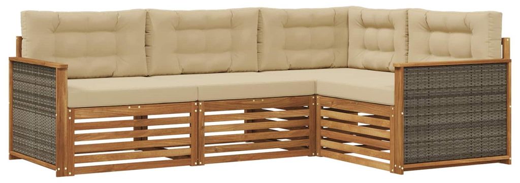 “2026 Modern“ Braun Outdoor-Sofagarnitur mit Kissen 4 pcs Natur und Beige - Designermöbel 66131 - Gartensofas