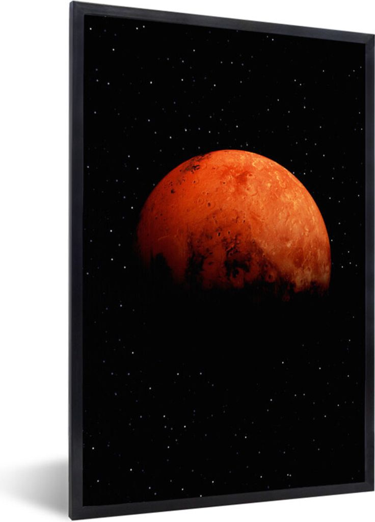 MuchoWow Gerahmtes Poster Der halb verdunkelte Mars am Himmel 20x30 cm - Poster mit Schwarzem Bilderrahmen Wandposter Rahmen Foto Bilder - Drucke...
