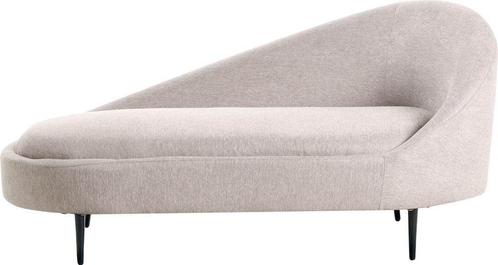 BELIANI Chaiselongue Rechts Taupe Stoffbezug Gesteppt mit Schwarzen Metallbeinen Modern Liegesessel Relaxliege für Wohnzimmer Schlafzimmer