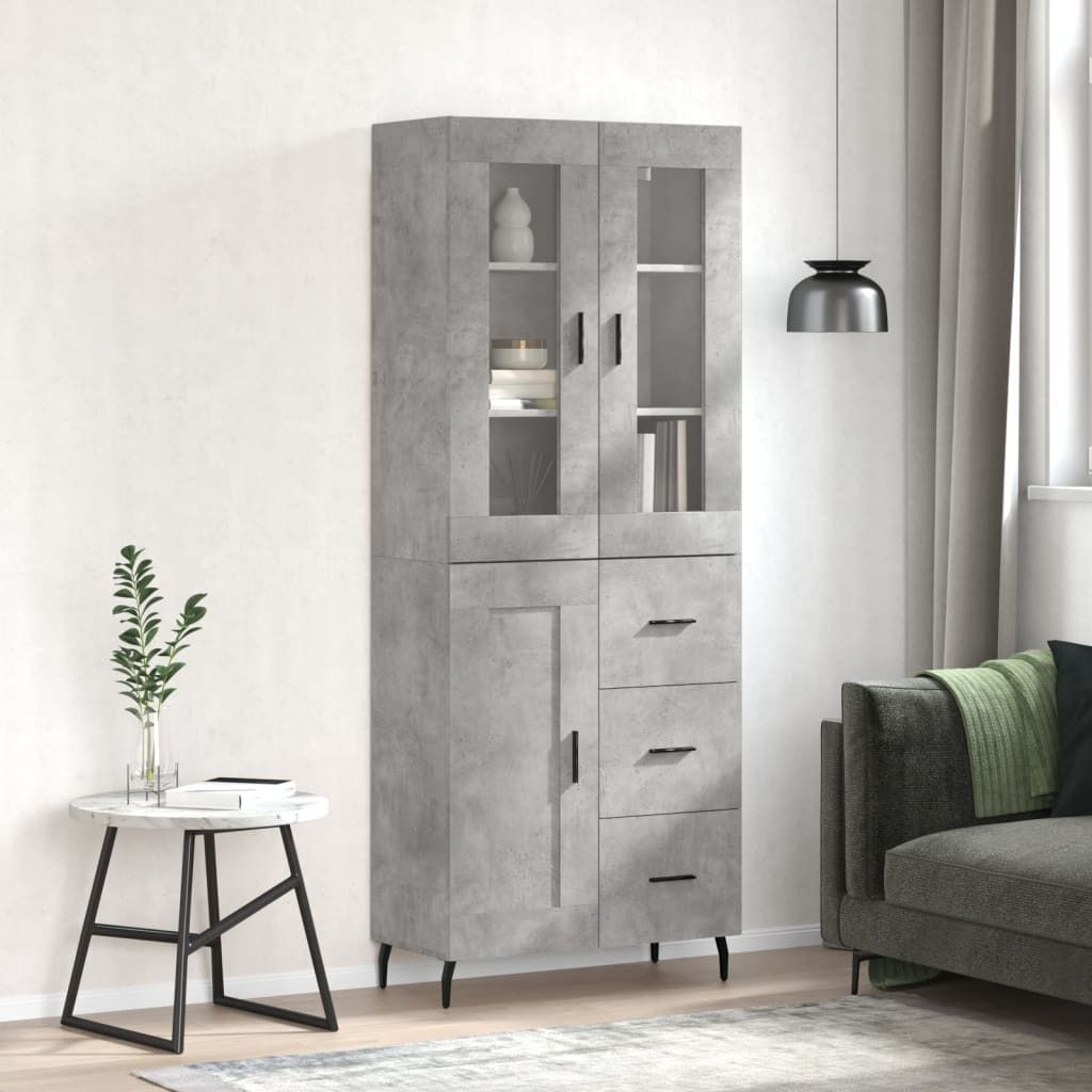 Maison Exclusive - Highboard Betongrau 69,5x34x180 cm Holzwerkstoff