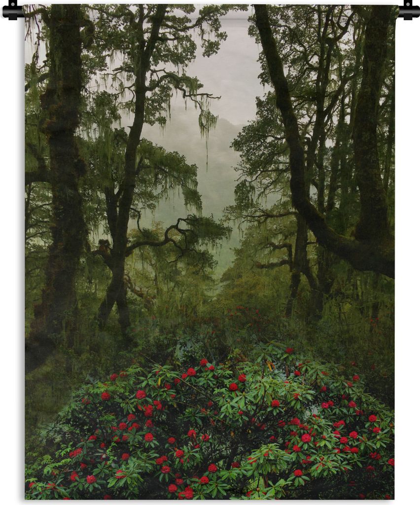MuchoWow Wandteppich Wandbehang Regenwald in Bhutan 60x80 cm Tapisserie Dekoration Wandtuch - Decke - Wandtücher - Wohne