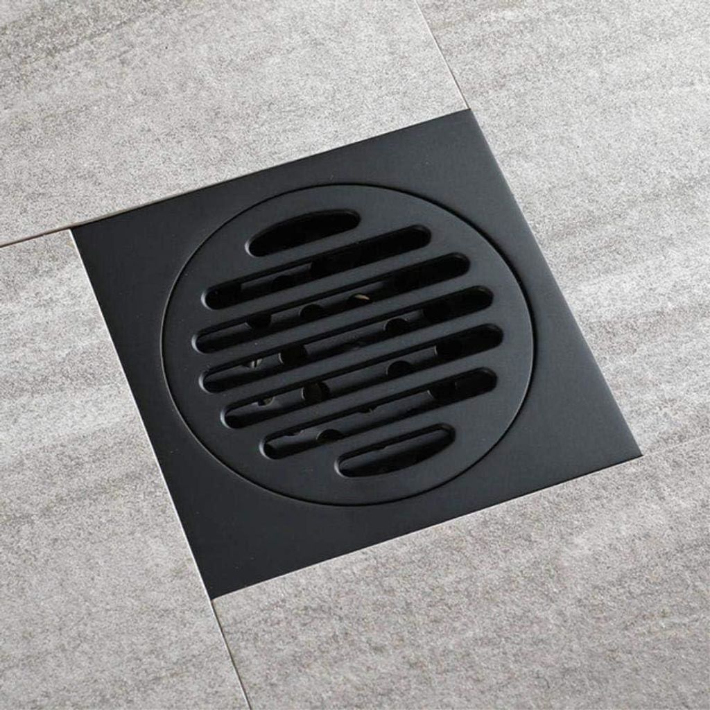 Schwarzer Bodenablauf 10 x 10 cm Bodenablauf Dusche Toilette Badezimmer Unsichtbare Ablaufabdeckung Quadratischer Siphonablauf