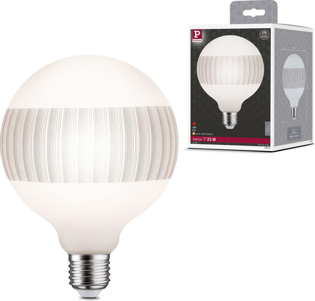 Paulmann LED G125 Ringspiegel Schwarz matt liniert E27 Produktbild 