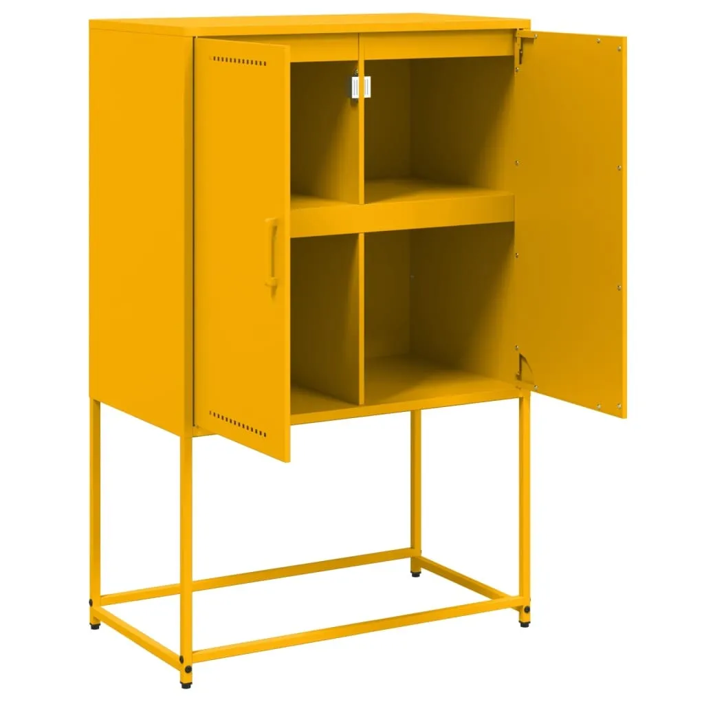 Sideboard Giallo Senape Acciaio 68,5x107 cm Maison Exclusive Chic - 9