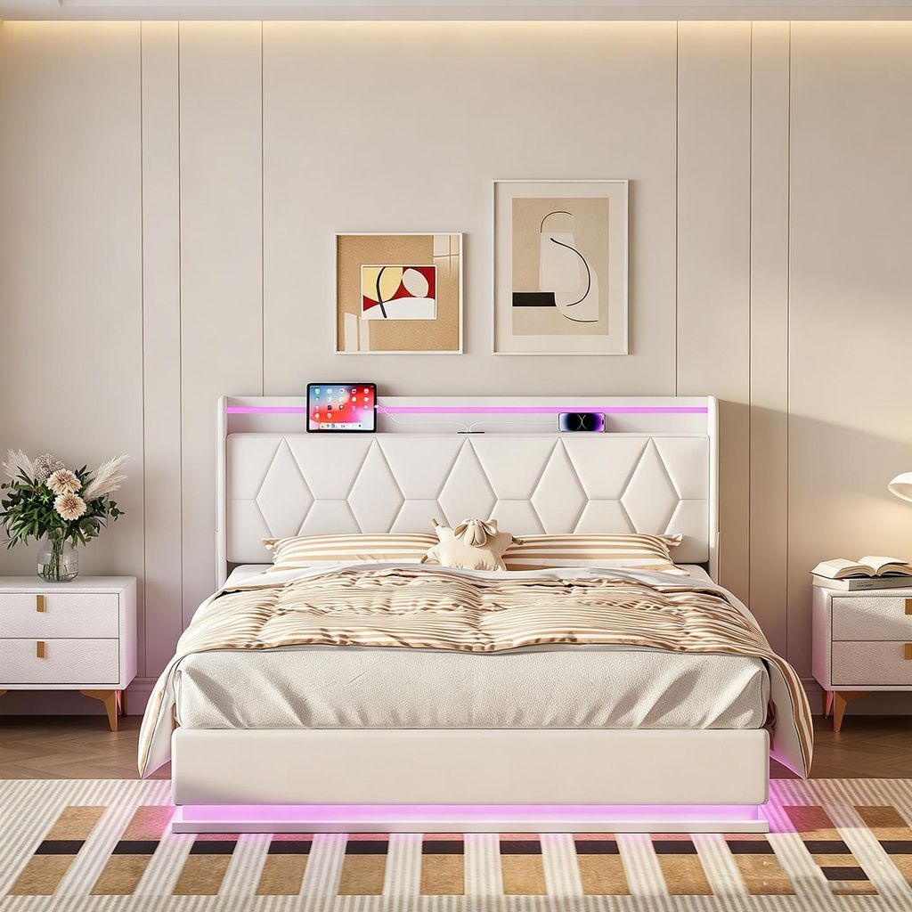 Łóżko platformowe INONEFT, 140x200 cm, z podnoszanym Zdjęcie produktu 