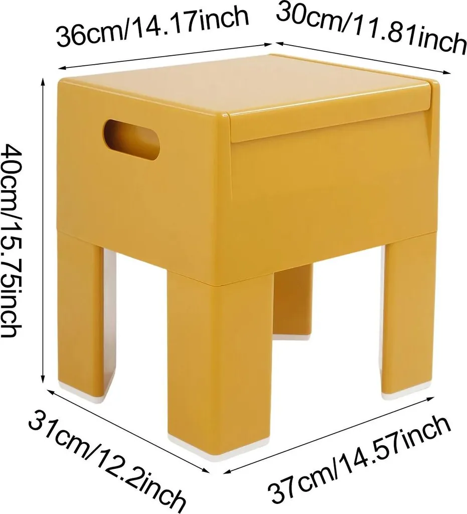Banc de rangement pour couloir et chambre - Tabouret jaune multifonctions