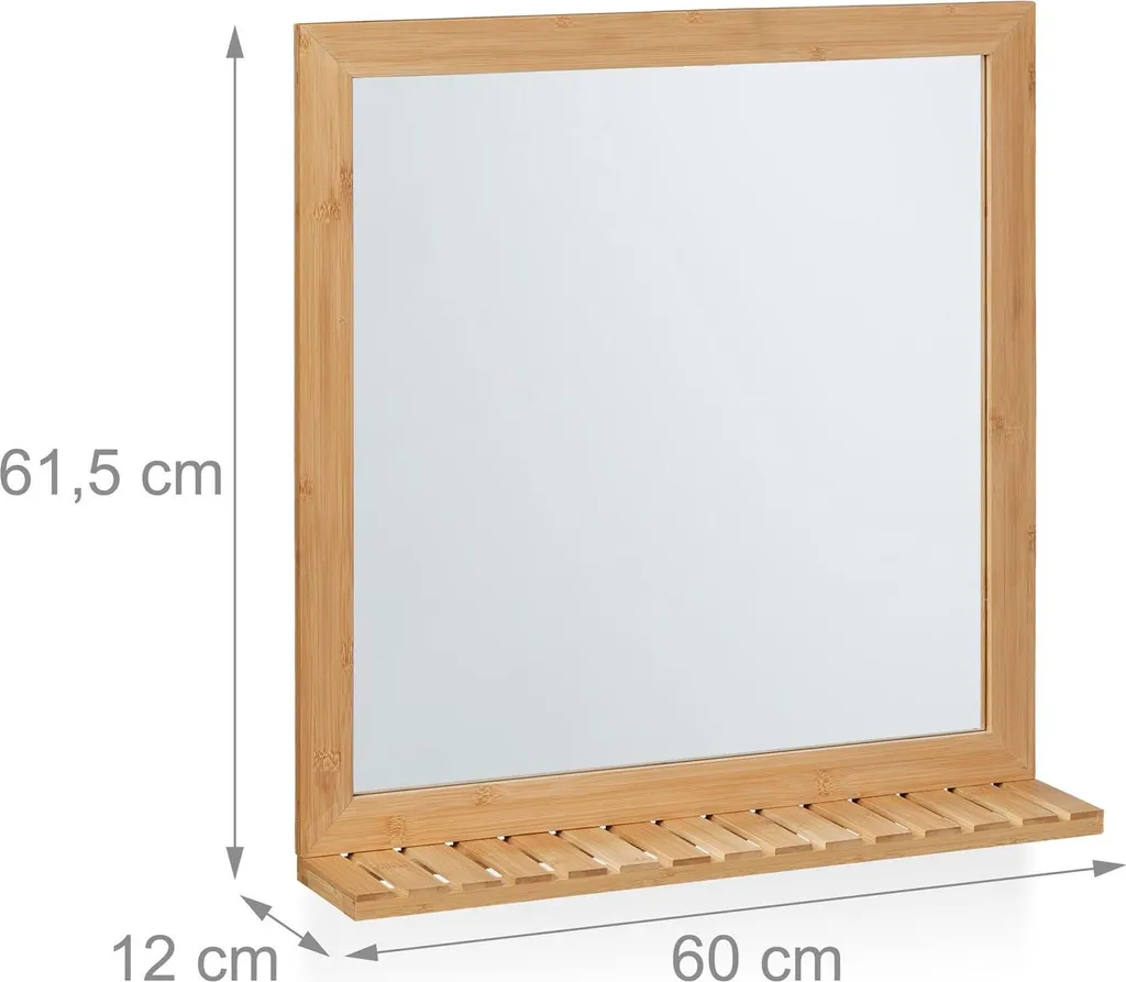 Miroir mural en bambou étagère - Solution rangement pour petites entrées - 3