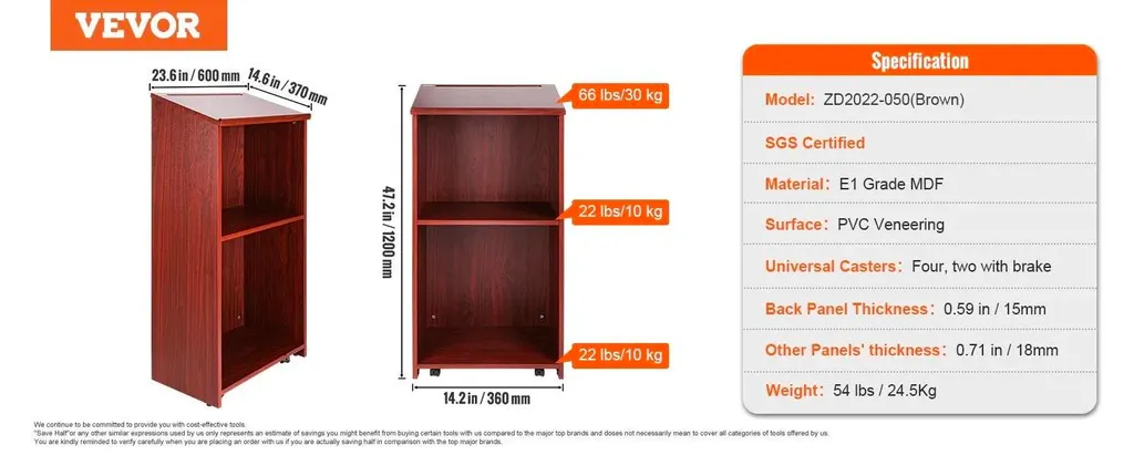 Bureau de podium mobile marron pour enseignant et conférence Pro-V1 - 2