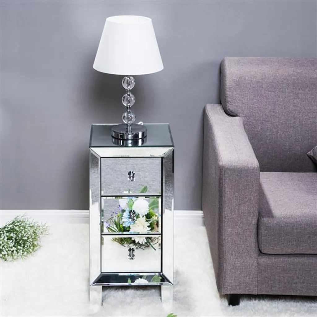 Table de nuit miroir Dtboom vintage commode de rangement à tiroirs - 8