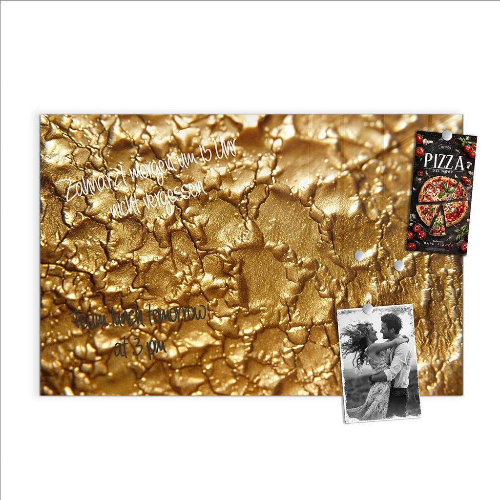 Magnettafel 60x40cm Pinnwand Whiteboard beschreibbar - Goldene Struktur