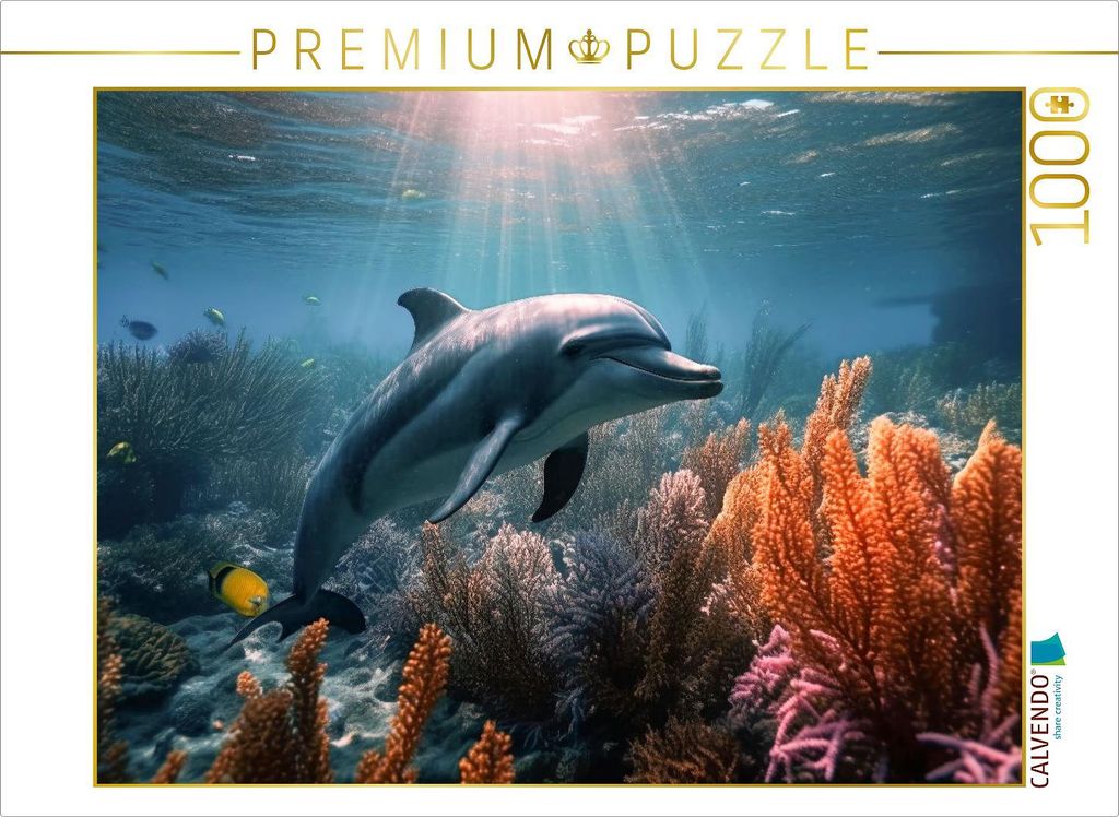 CALVENDO Puzzle Delfine, am Meeresgrund | 1000 Teile Lege-Größe 64x48cm Foto-Puzzle für glückliche Stunden