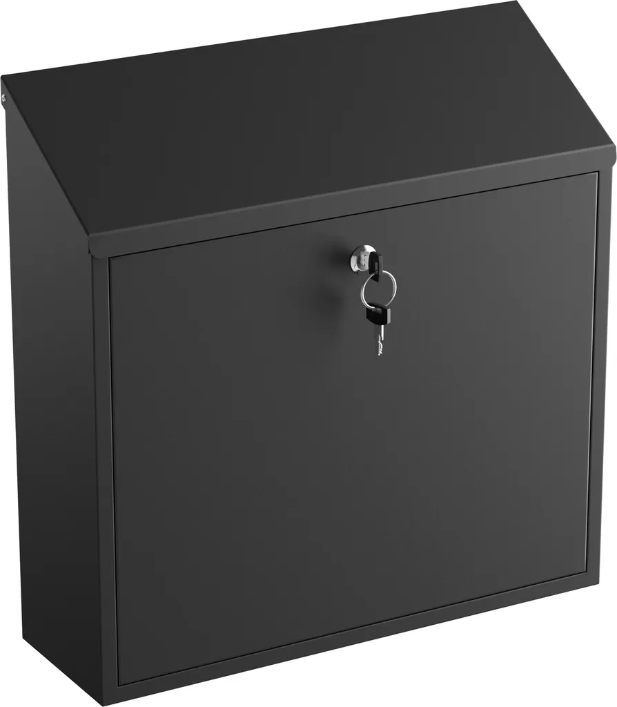 Boîte aux lettres noire inoxydable avec matériel de montage complet