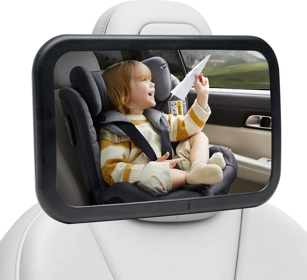Miroir Bébé Voiture Incassable 360° - Image Claire et Grand Format