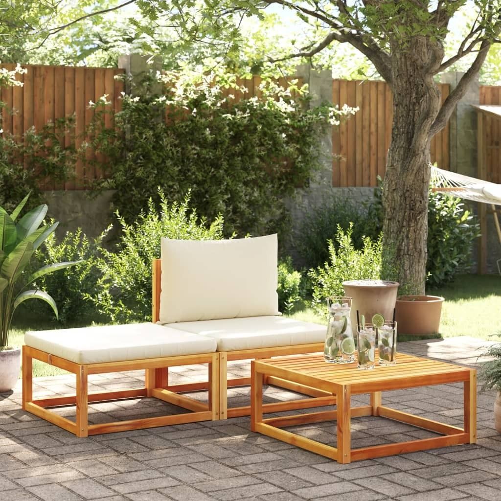 3-tlg. Garten-Sofagarnitur mit Kissen Massivholz Akazie, Produktbild 