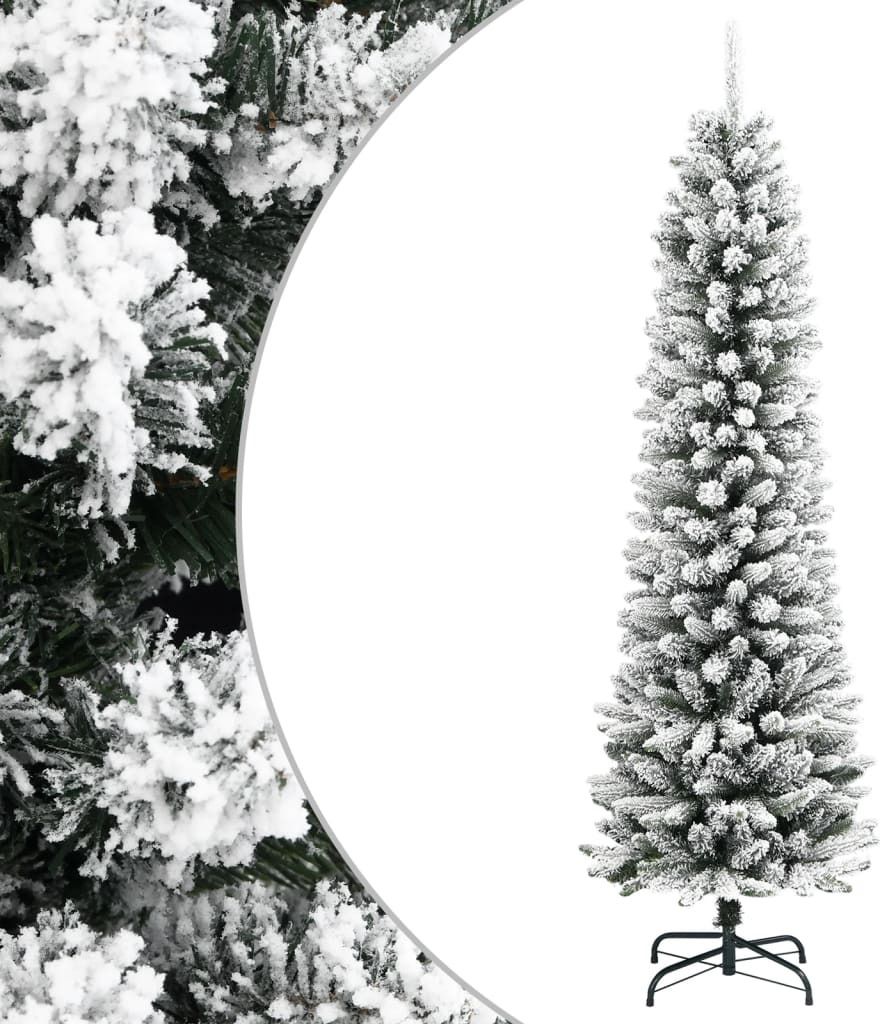 Künstlicher Weihnachtsbaum Schlank mit Schnee 210 cm PVC & PE