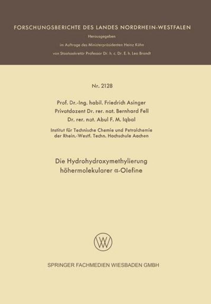 Die Hydrohydroxymethylierung höhermolekularer ¿-Olefine
