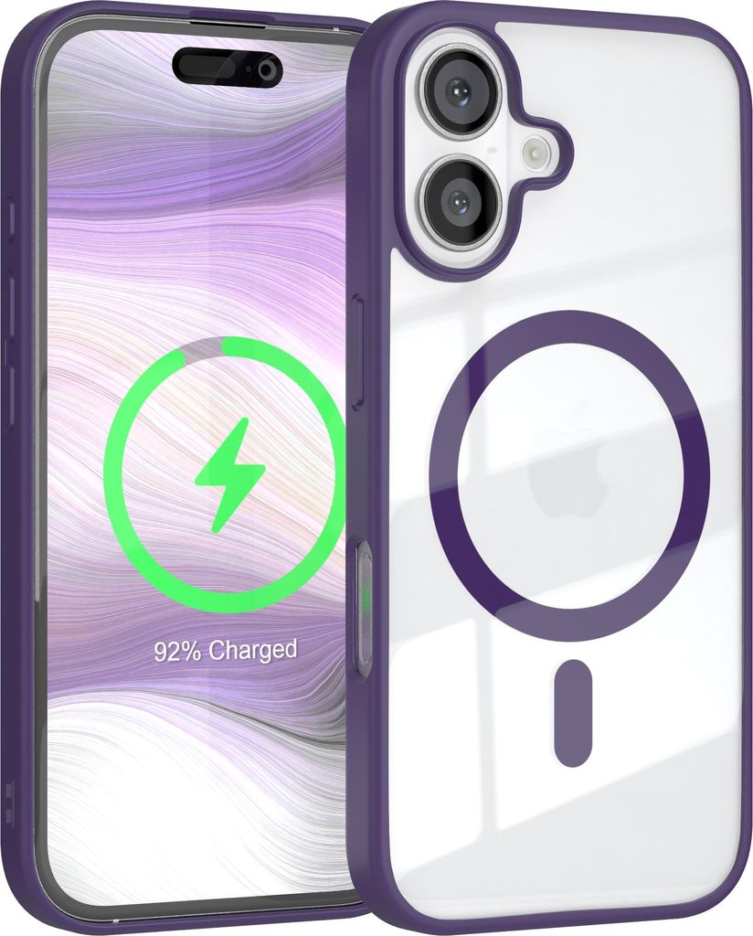 EAZY CASE Clear MagSafe Case für Apple iPhone 16, Qi-Charging, Silikon mit Kameraschutz, Bumper Case in