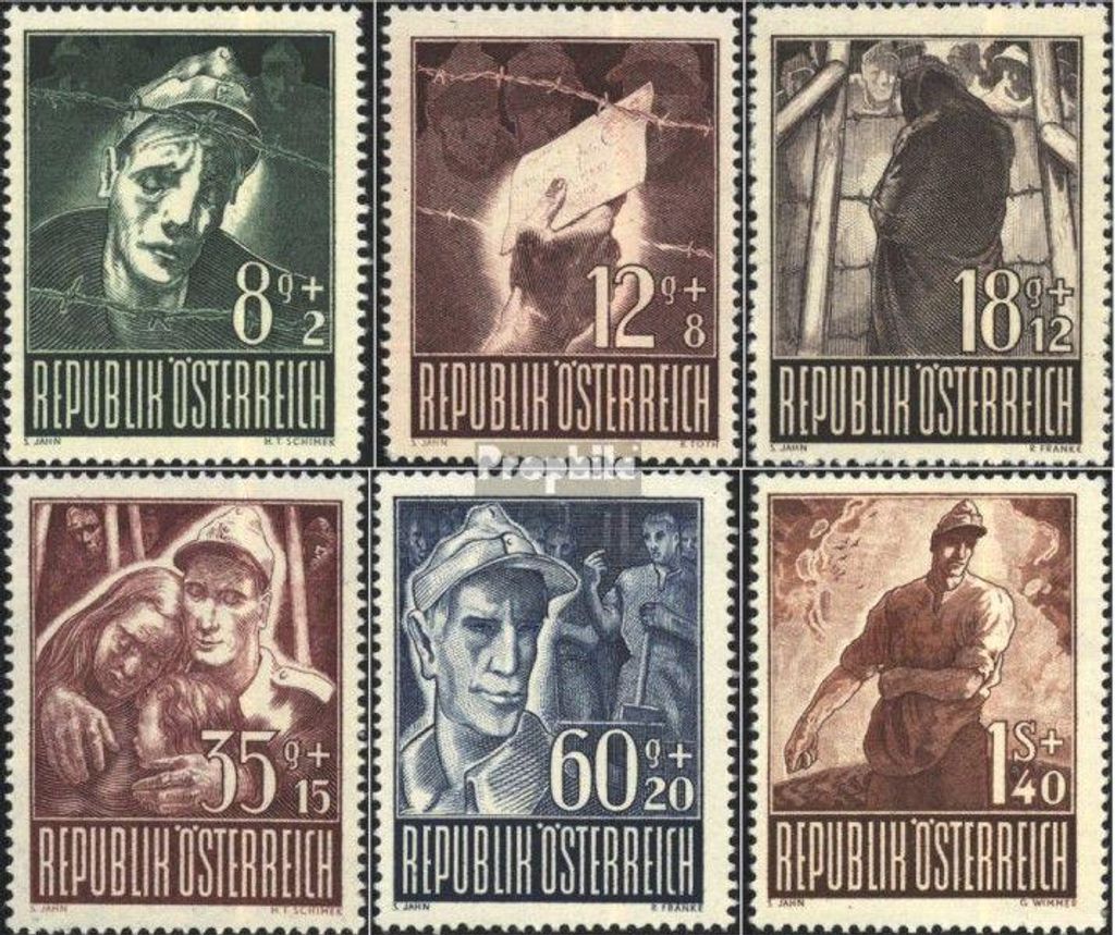 Briefmarken Österreich 1947 Mi 829-834 (kompl.Ausg.) Produktbild 